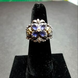 Barbara Bixby Sterling Silver 18kt Gold Amethyst Flower Ring